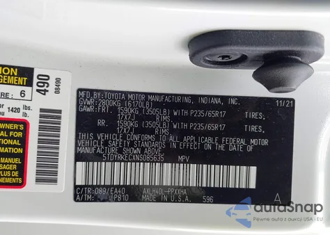 2022 Toyota Sienna Xle from USA, damaged, VIN 5TDYRKECXNS085635